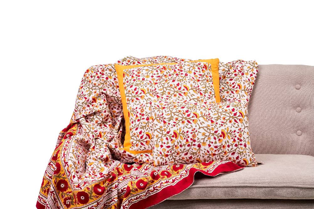 Novità Home Modica - mezzero singolo decor rosso in cotone - 180x270 Saldi