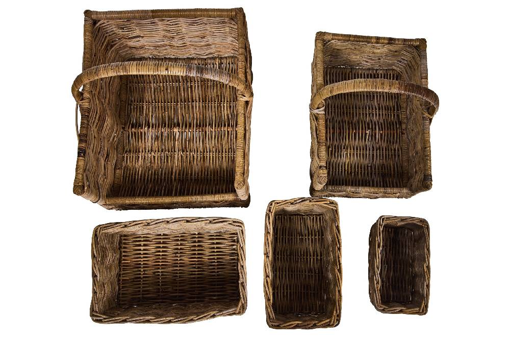 Novità Home Rush Weaves - 2Ceste Porta Legna +3 Ceste Rett.Natural Kubu Grey Offerta Pasqua