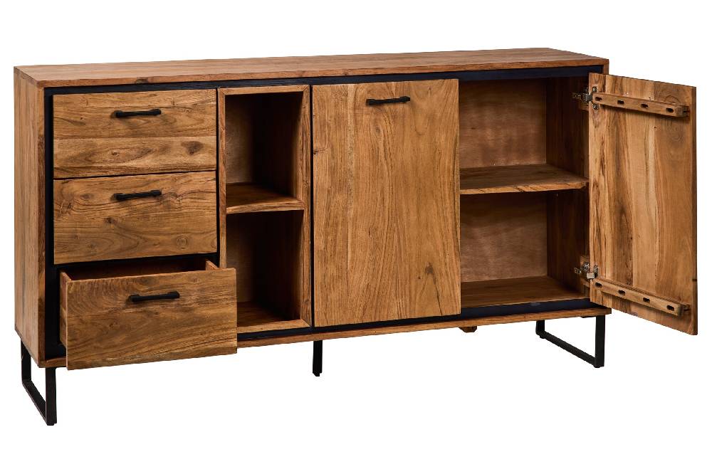 Novità Home Farley - Credenza 2 Sportelli 3 Cassetti 2 Ripiani A Vista Online Outlet