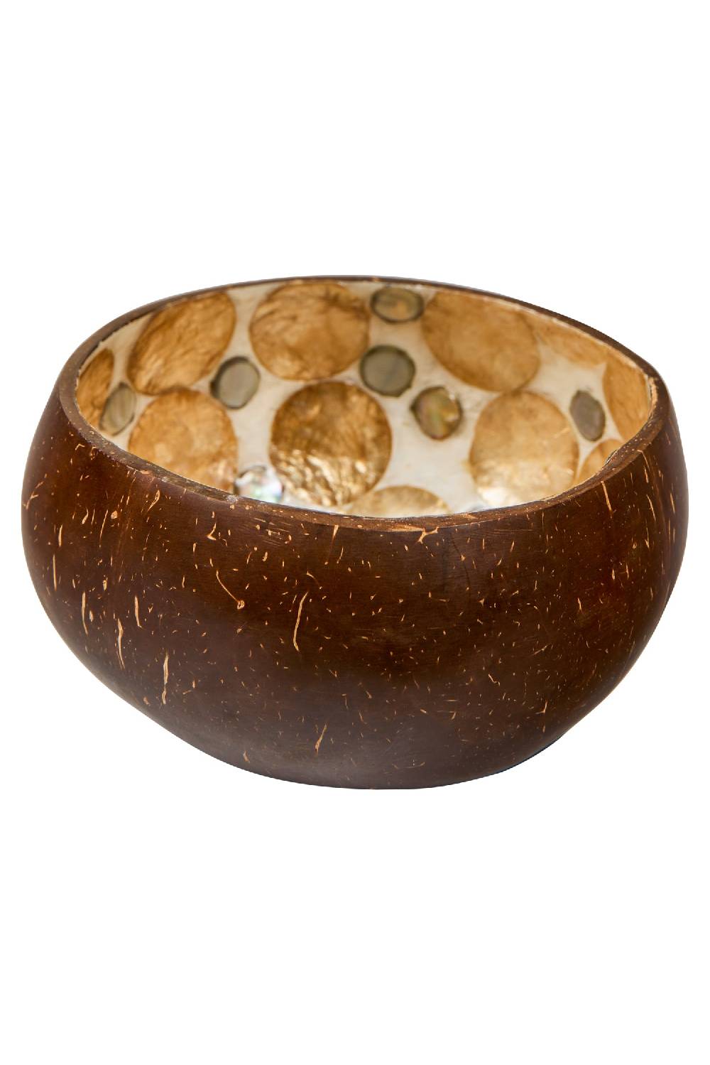 Novità Home Nacre - Ciotolina In Cocco Interno Madreperla Pois Oro E Argento Italia