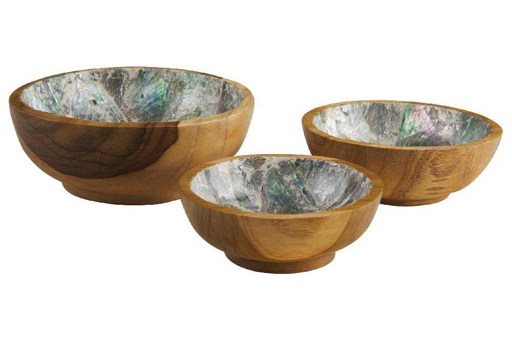 Novità Home Bartender - Ciotoline Set 1/3 Legno E Abalone Vendita
