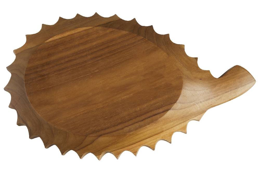 Novità Home Bartender - Ciotola Legno Sagoma Frutto Durian Con Abalone Spedizione Gratuita