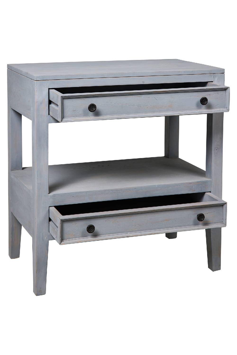 Novità Home Heloise - Mobiletto Comodino 2 Cassettini Grey Vintage Saldi