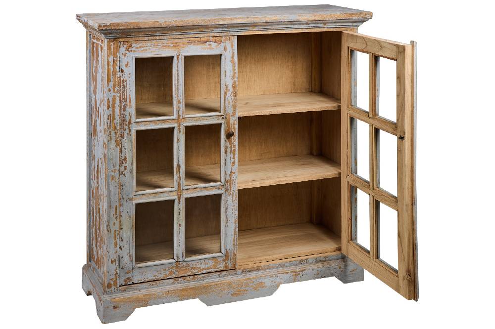 Novità Home Heloise - Buffet 2 Porte Con Vetri Grey Grey Vintage Hotsell