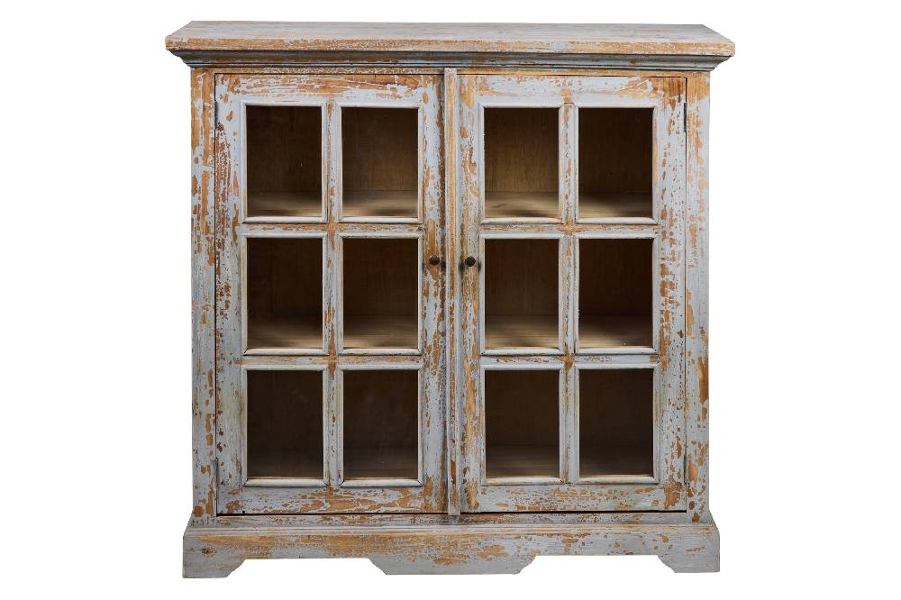 Novità Home Heloise - Buffet 2 Porte Con Vetri Grey Grey Vintage Hotsell