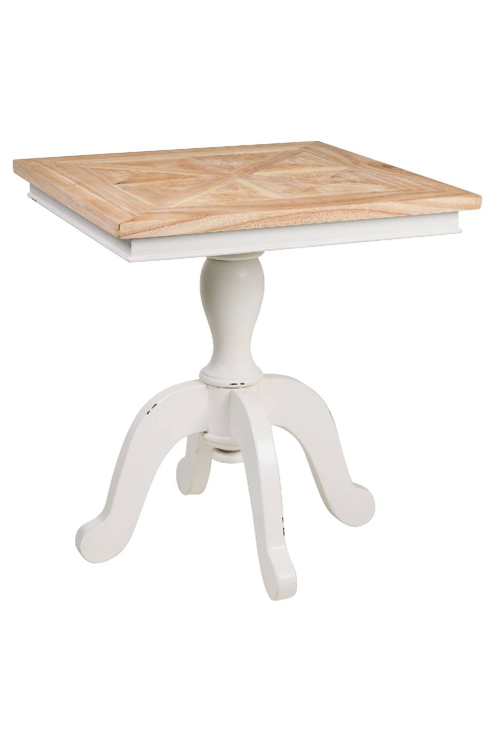 Novità Home Georgette - Tavolino Quadrato Piano Naturale Gambe White Vintage Vendita Calda
