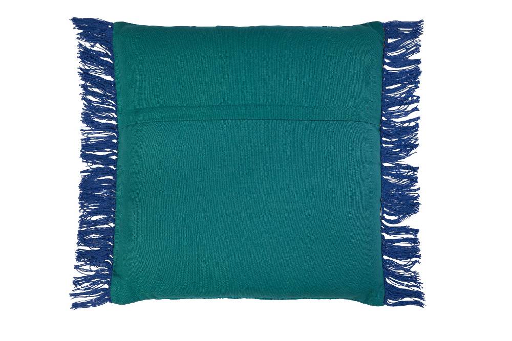 Novità Home Cuscino frange in cotone azzurro - 45x45 Offerte speciali