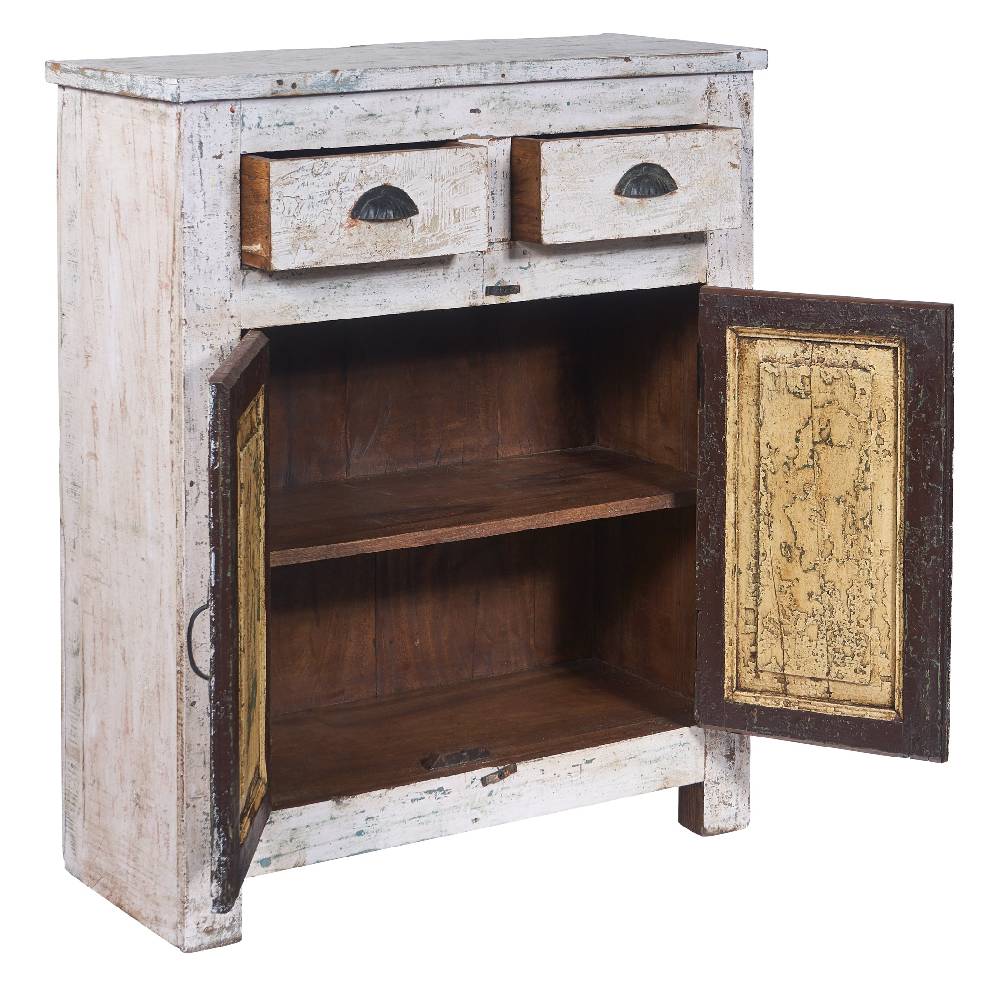Novità Home Credenza piccola 2 sportelli in legno sbiancato Offerta speciale della fabbrica
