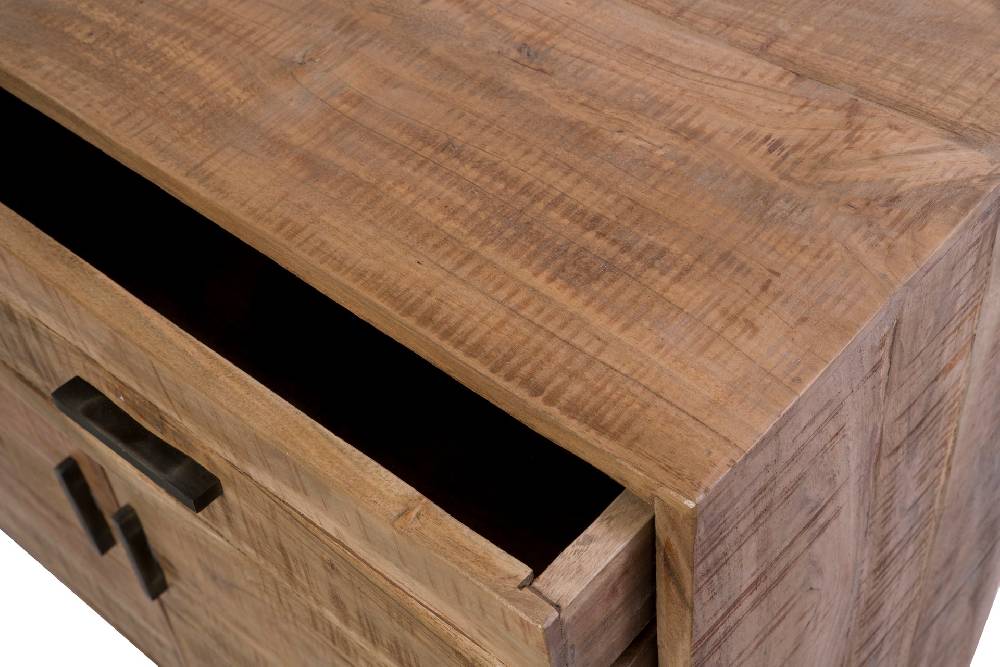 Novità Home Credenza alta 2 cassetti e sportelli in legno e metallo Solo un giorno rimasto
