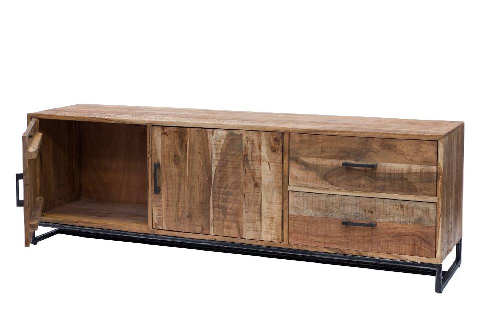 Novità Home Credenza 2 cassetti e sportelli in legno naturale e metallo Super sconto