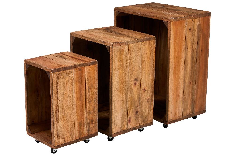 Novità Home Cordonnier - mobiletti aperti set 1/3 con ruote Black Friday Prezzi