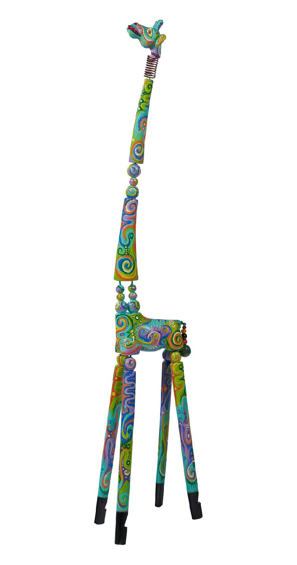 Novità Home Giraffa alta collo molleggiato decor in legno turchese