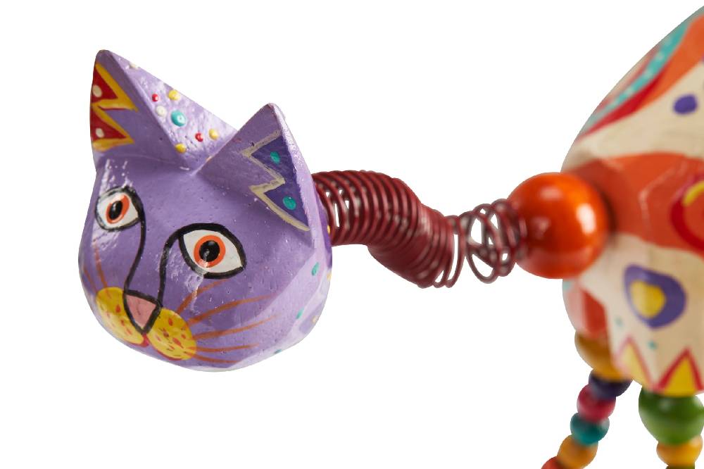 Novità Home Gatto collo molleggiato decor in legno arancione Shopping Online