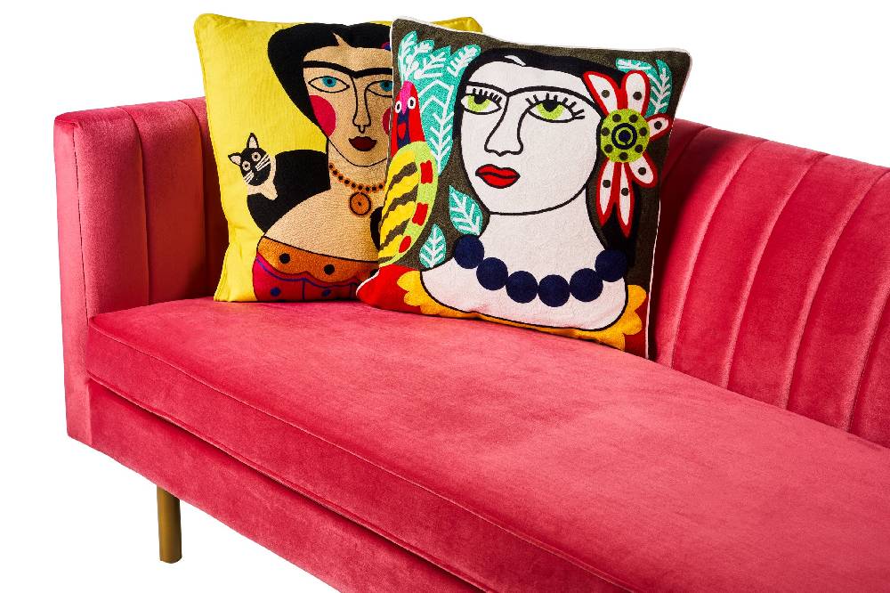 Novità Home Embroidery - cuscino lovers folk art femme avec perroquet Offerta Pasqua