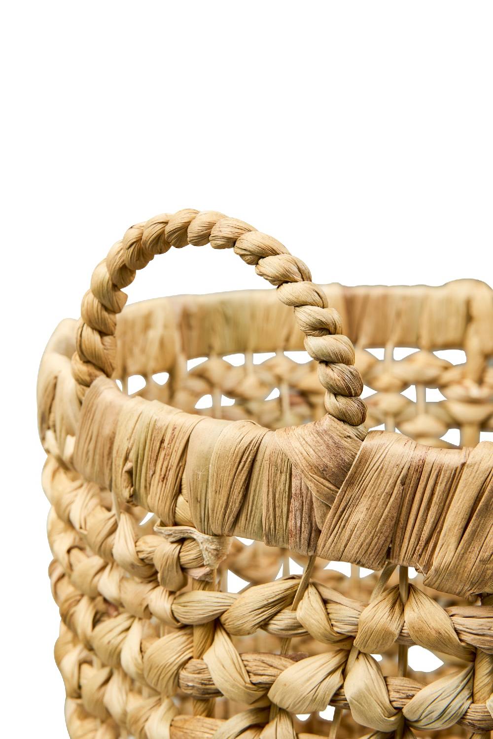 Novità Home Homemade - Ceste Tonde Set 1/3 Medie Con Manici Trama Treccia Online Outlet