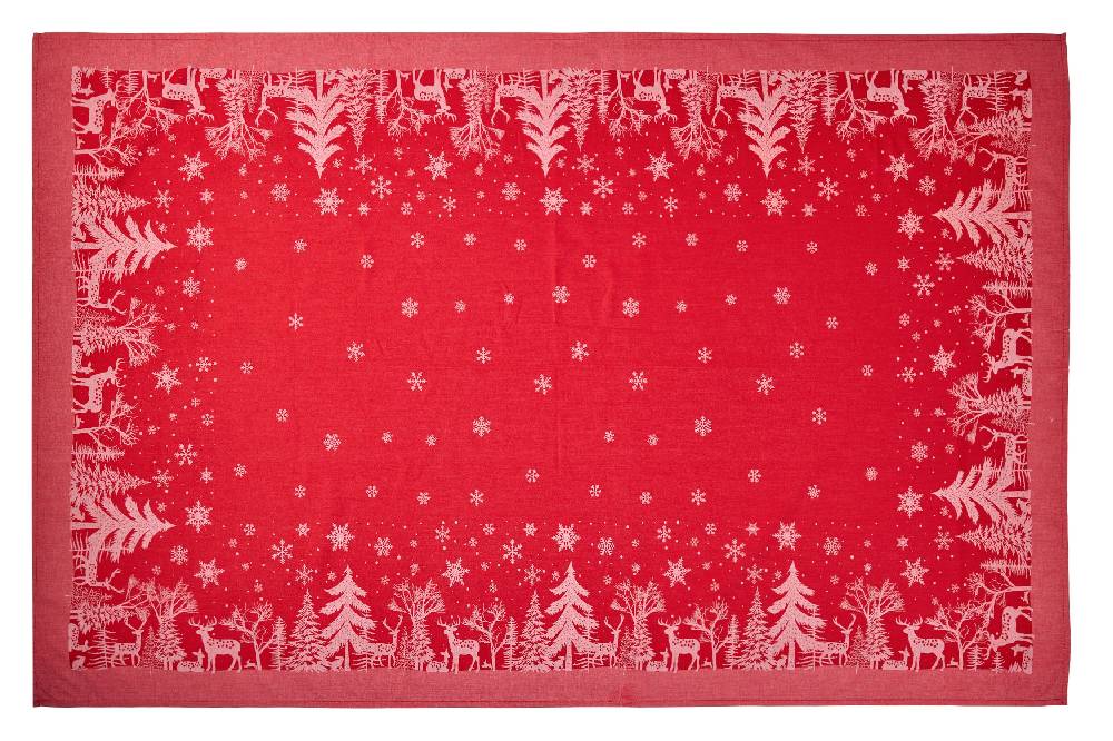 Novità Home Merry - Tovaglia Stampa Bosco Rossa Antipiega Offerte giornaliere