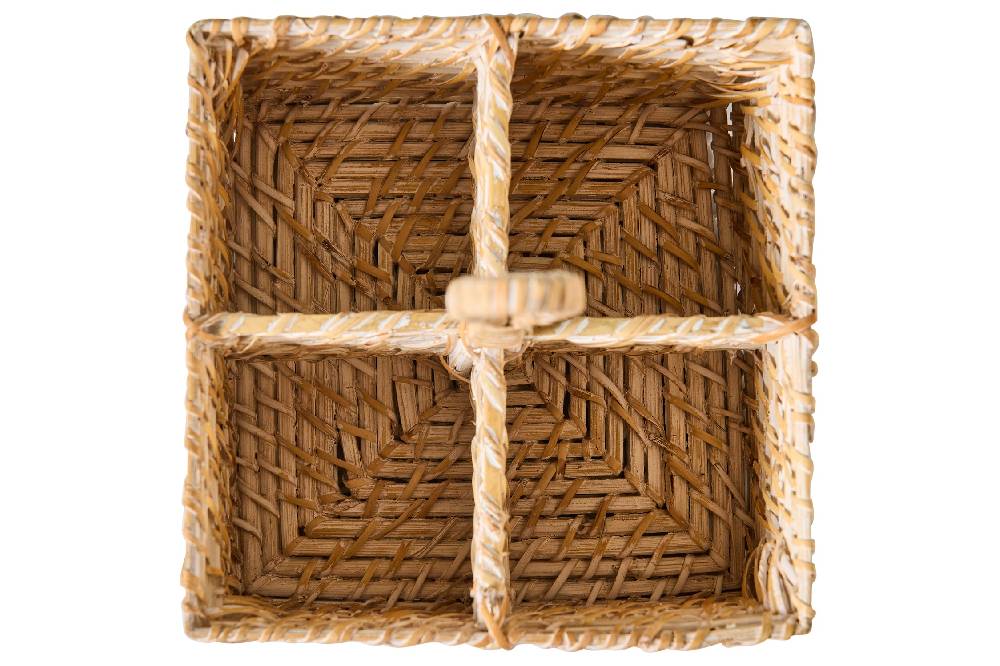 Novità Home Homemade - Cestino Rettangolare Condimenti 4 Divisori Con Manico 50% di sconto per tempo limitato