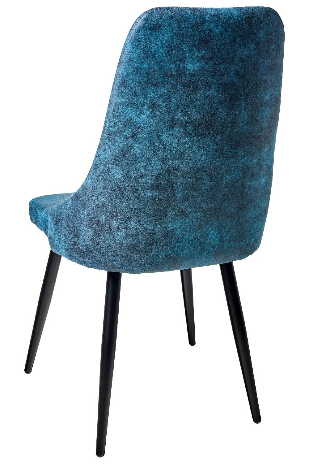 Novità Home Alfa - Sedia Tessuto Simil Pelle Tonalita Azzurra Gambe Nere Promozione