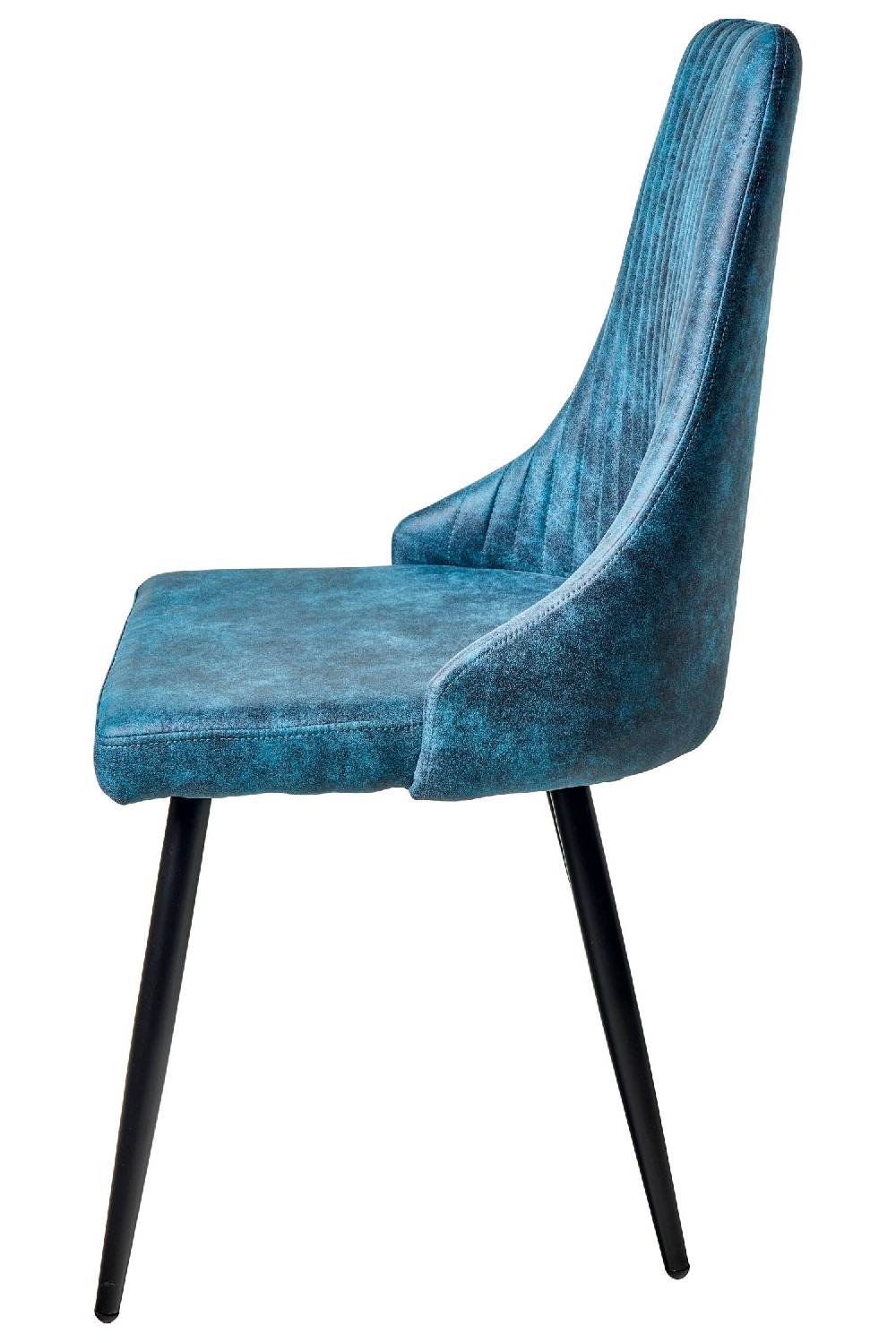 Novità Home Alfa - Sedia Tessuto Simil Pelle Tonalita Azzurra Gambe Nere Promozione