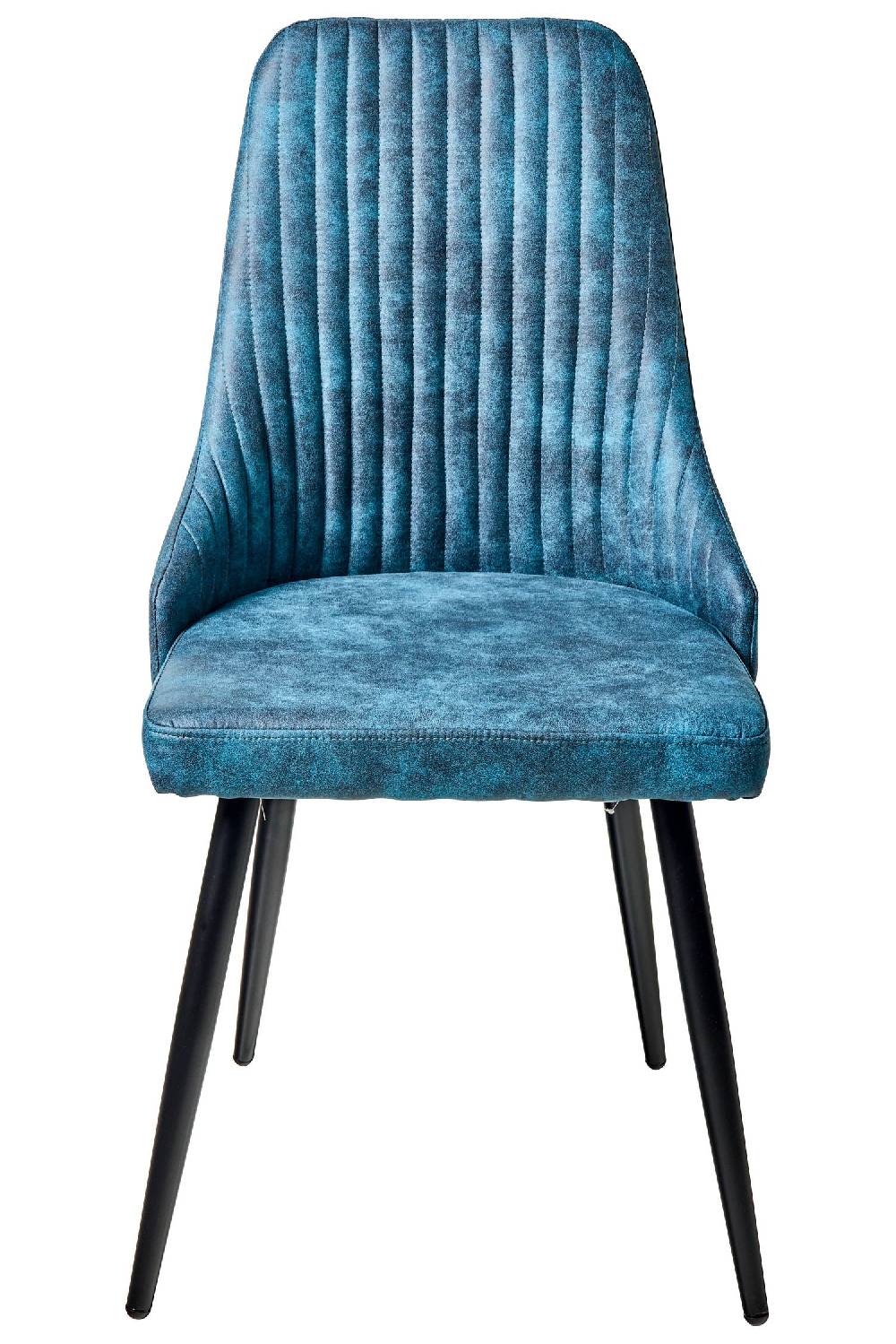 Novità Home Alfa - Sedia Tessuto Simil Pelle Tonalita Azzurra Gambe Nere Promozione