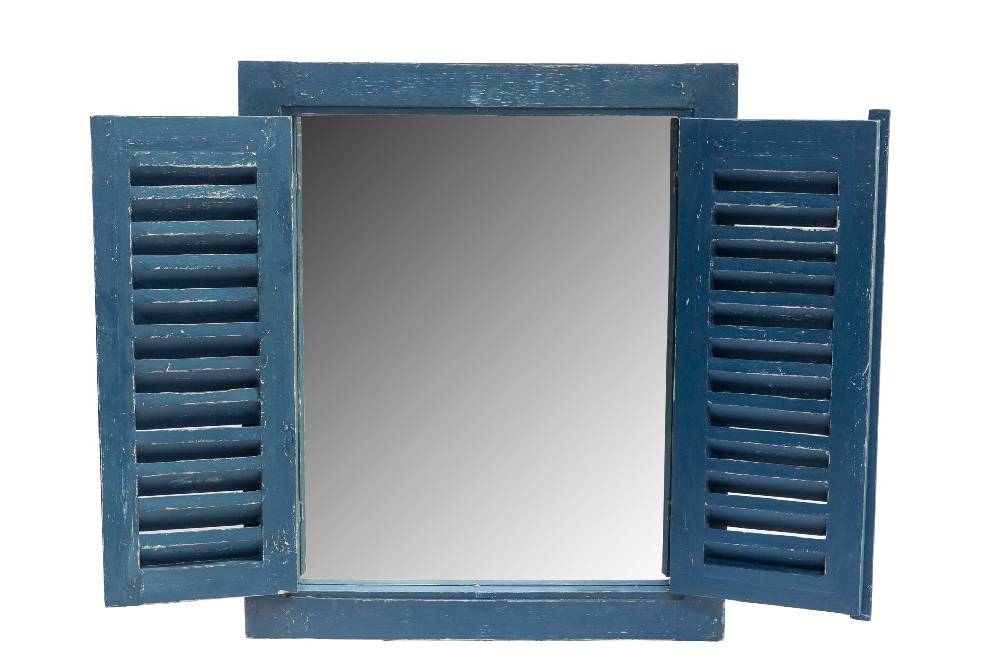 Novità Home Persiane - specchio con ante in legno blue Economico