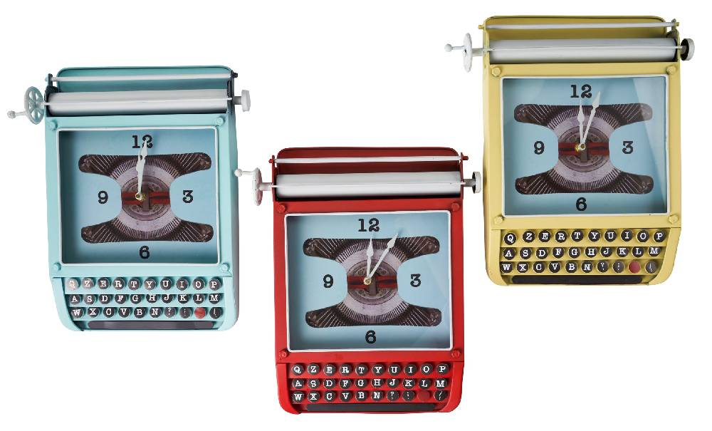 Novità Home Orologio macchina da scrivere celeste Vendita Economica