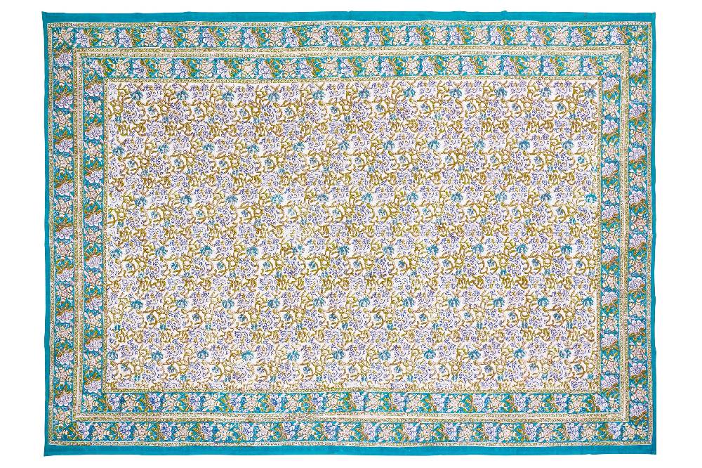 Novità Home Monreale - mezzero singolo decor turchese in cotone - 180x270