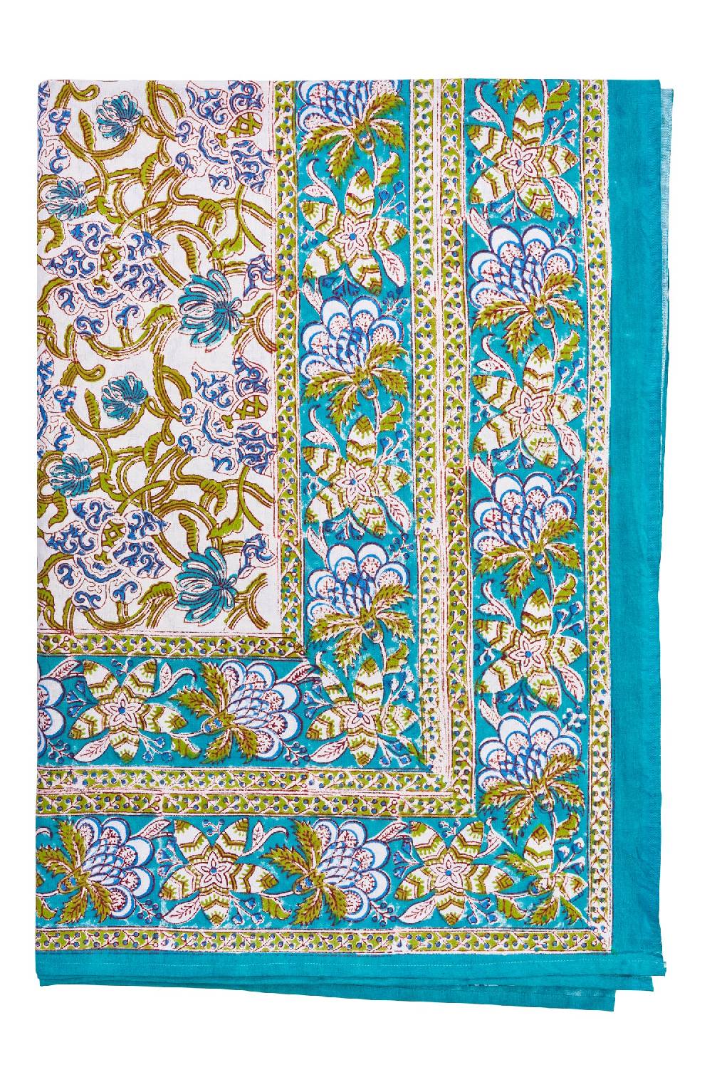 Novità Home Monreale - mezzero singolo decor turchese in cotone - 180x270 Shopping online