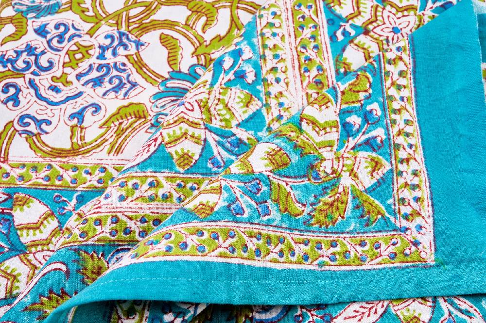 Novità Home Monreale - mezzero singolo decor turchese in cotone - 180x270 Shopping online
