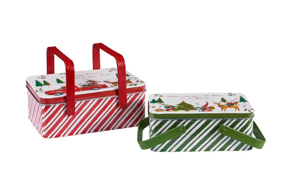 Novità Home Merry - scatola metallo set 1/2 peppermint kisses