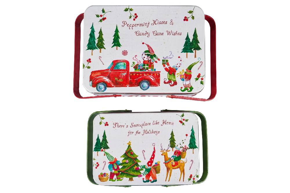 Novità Home Merry - scatola metallo set 1/2 peppermint kisses Offerta natalizia