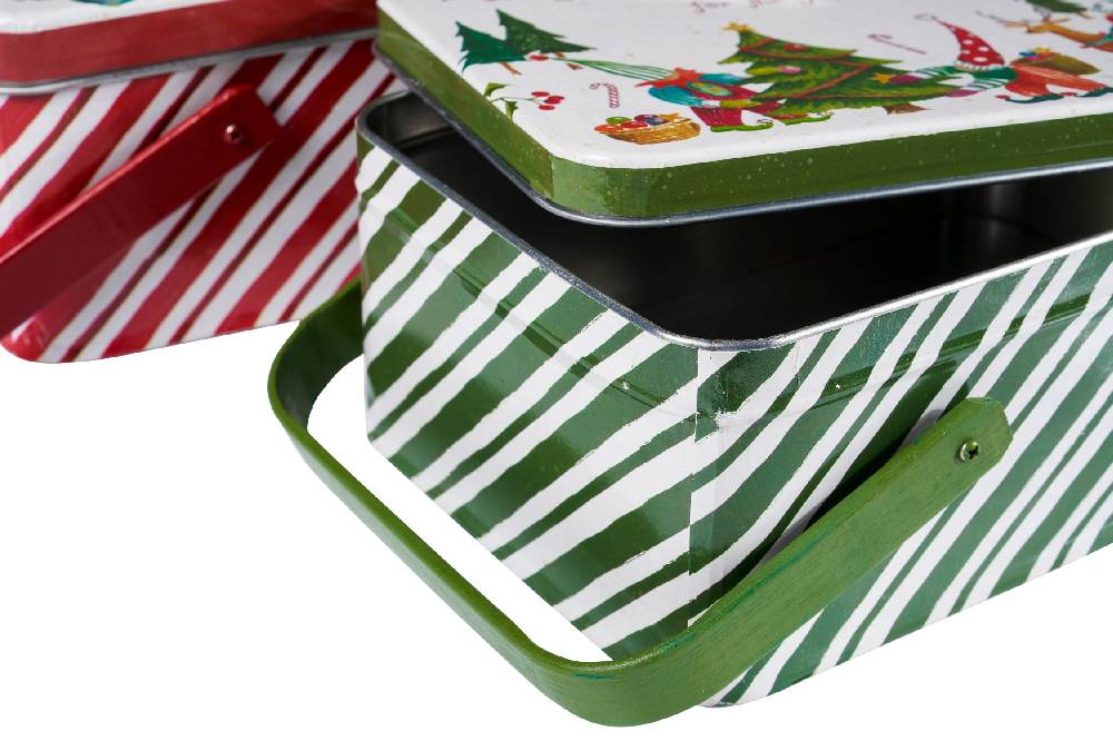 Novità Home Merry - scatola metallo set 1/2 peppermint kisses Offerta natalizia