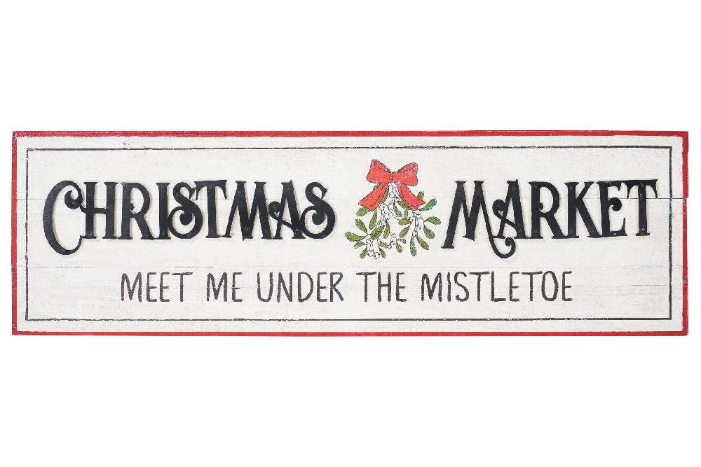 Novità Home Merry - cartello christmas market meet me under the mistletoe
