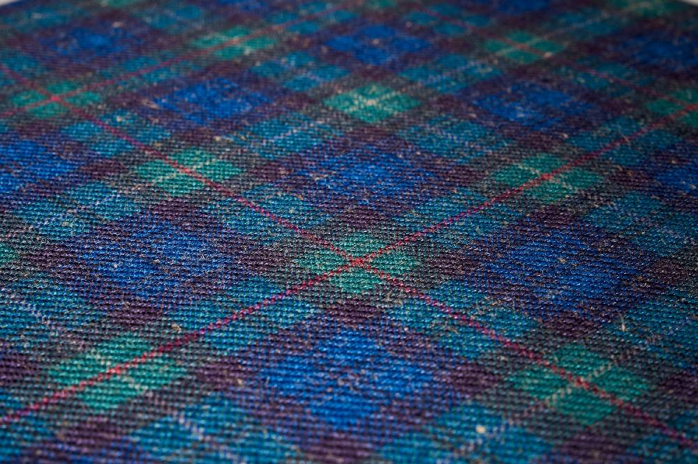 Novità Home Mackenzie - sgabello basso tondo tartan verde bleached Offerta speciale della fabbrica