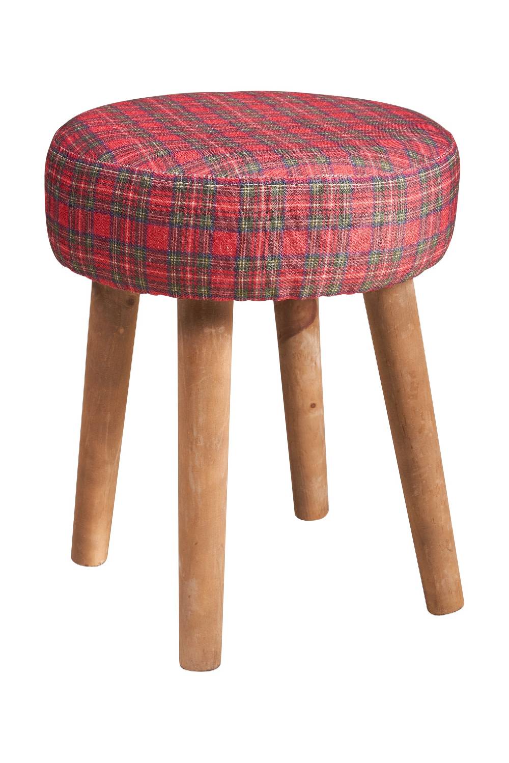 Novità Home Mackenzie - sgabello basso tondo tartan rosso bleached Sostegno trimestrale