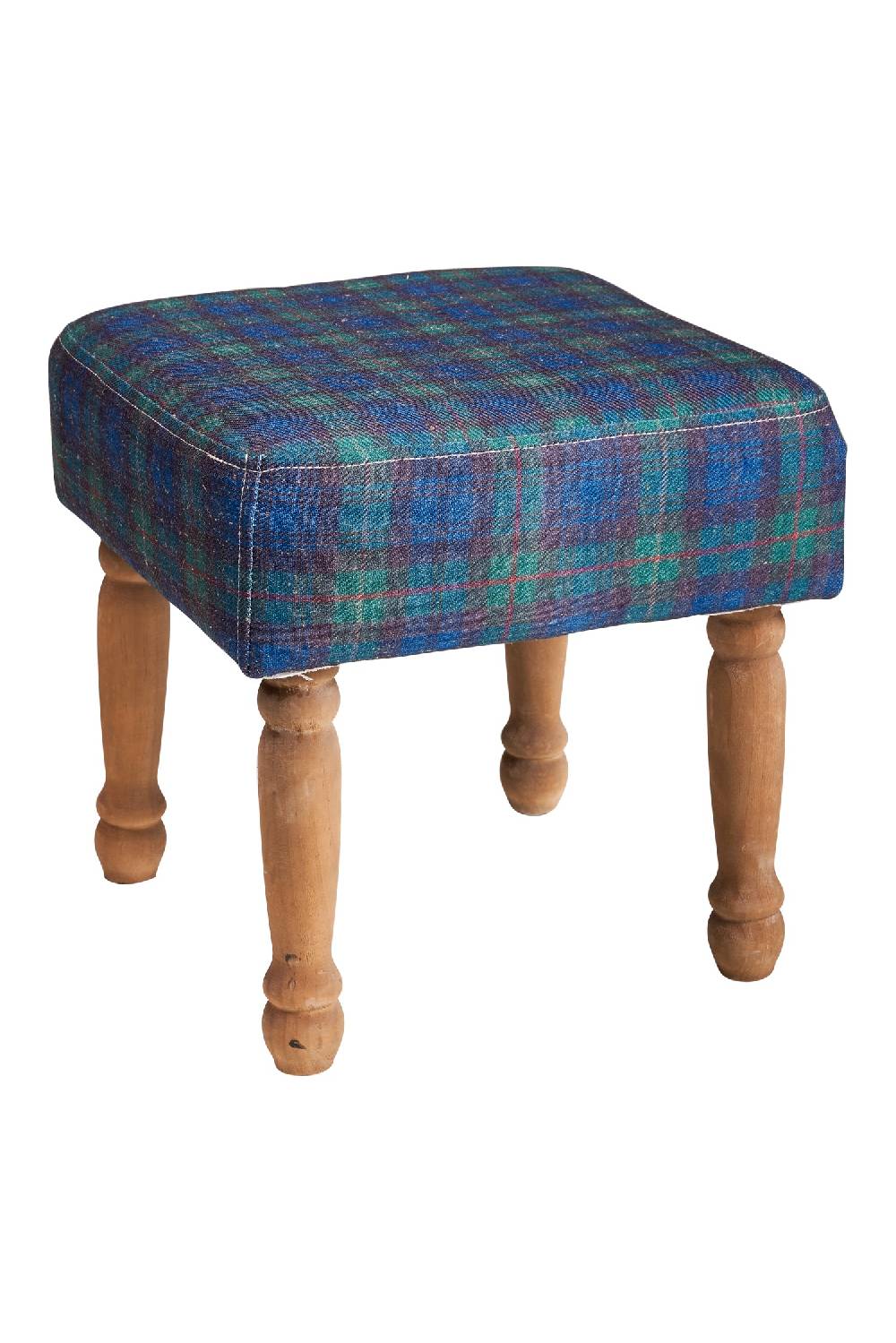 Novità Home Mackenzie - sgabello basso quadrato scozzese verde bleached Discount Store per i nuovi prodotti
