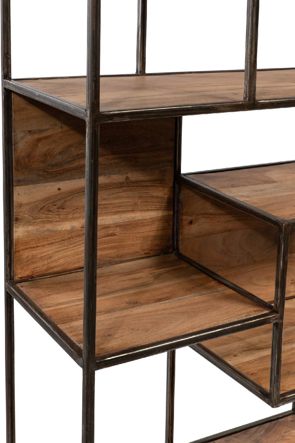 Novità Home Libreria con mensole sfalsate in legno e metallo Limitato a 3 giorni