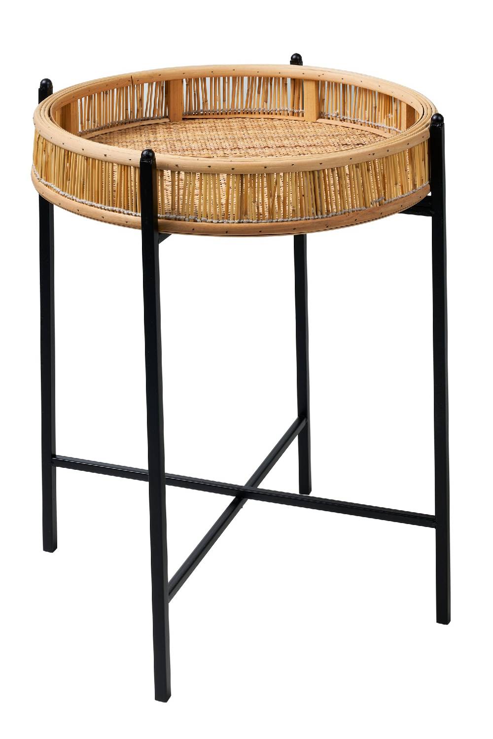 Novità Home Kyoto - pliant vassoio tondo in bambu con gambe in ferro Shopping Online