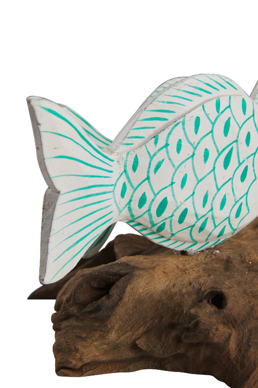 Novità Home Fish - Tronchetto Con 3 Pesci Squame Turquesi In Saldo