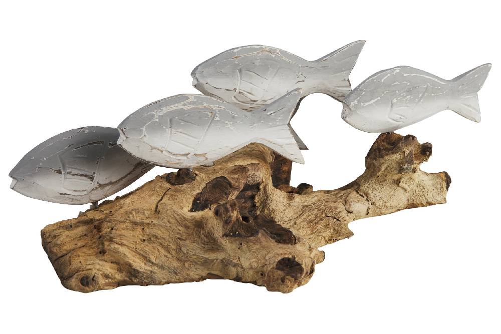 Novità Home Fish - Branco Pesci Grigi Su Tronco Moda