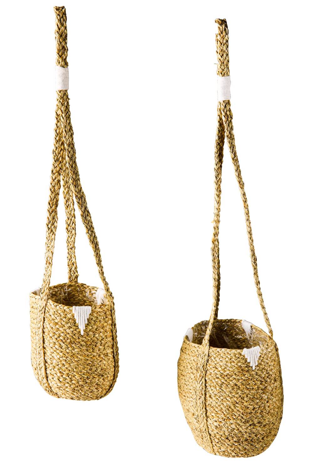 Novità Home Boho Chich - Set 2 Ceste da Appendere in Seagrass e Cotone Enormi sconti