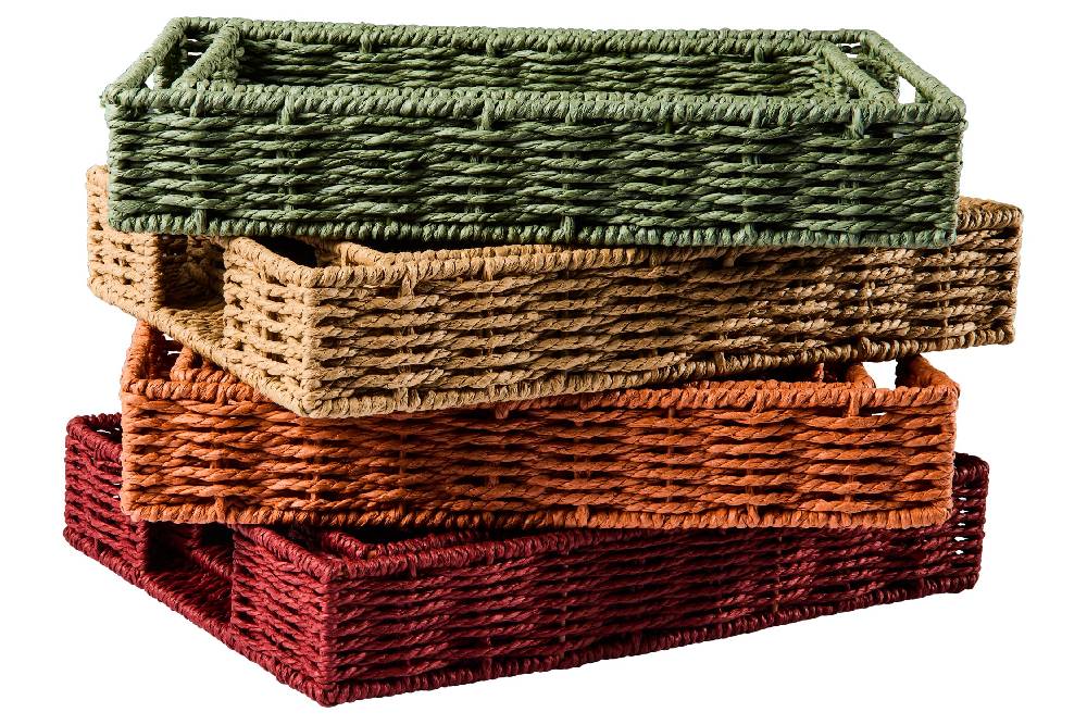 Novità Home Gourmet - Cesto Vassoio Rettangolare Orange Set 1/2 In Linea