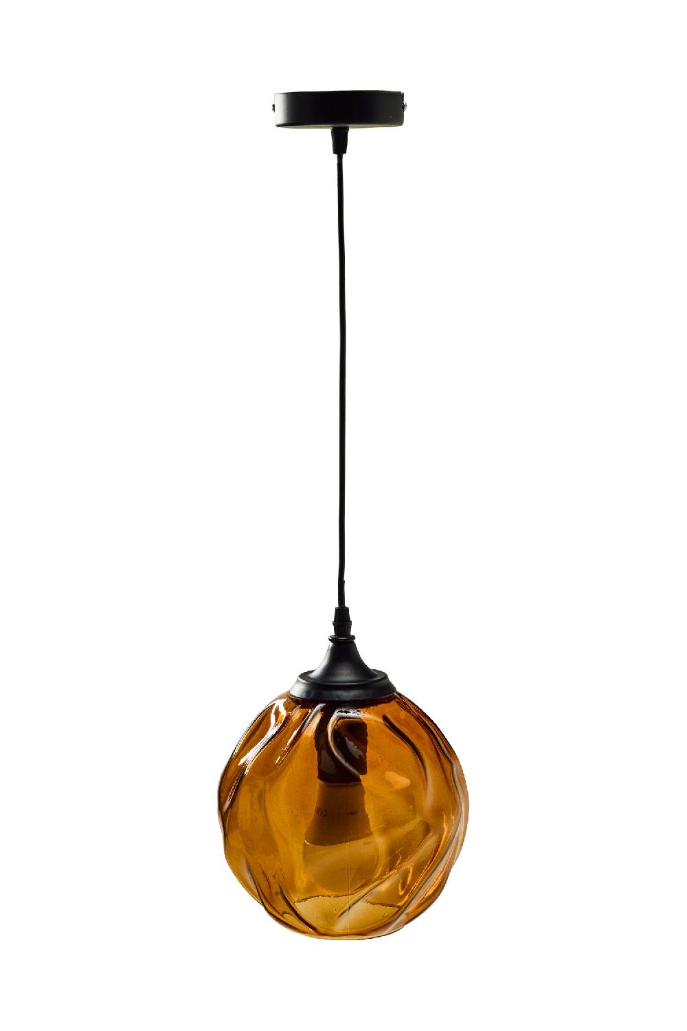 Novità Home Glass - Lampadario Sfera Imperfect Color Ambra Spedizione Gratuita