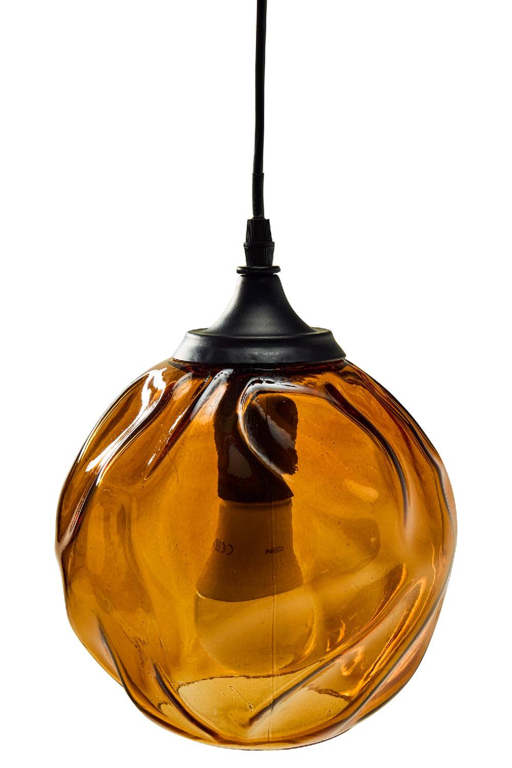 Novità Home Glass - Lampadario Sfera Imperfect Color Ambra Spedizione Gratuita