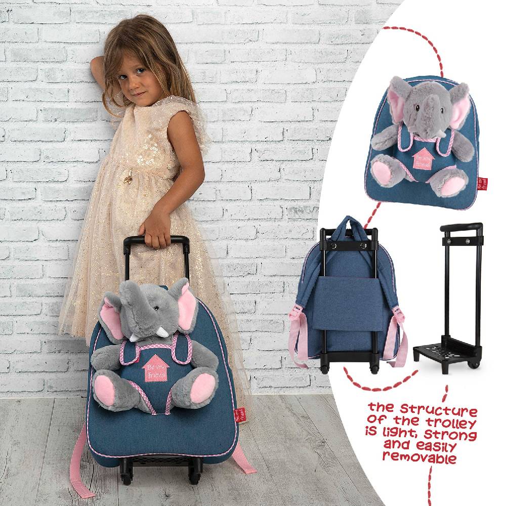 Perletti Trolley in Denim con Peluche Solo un giorno rimasto