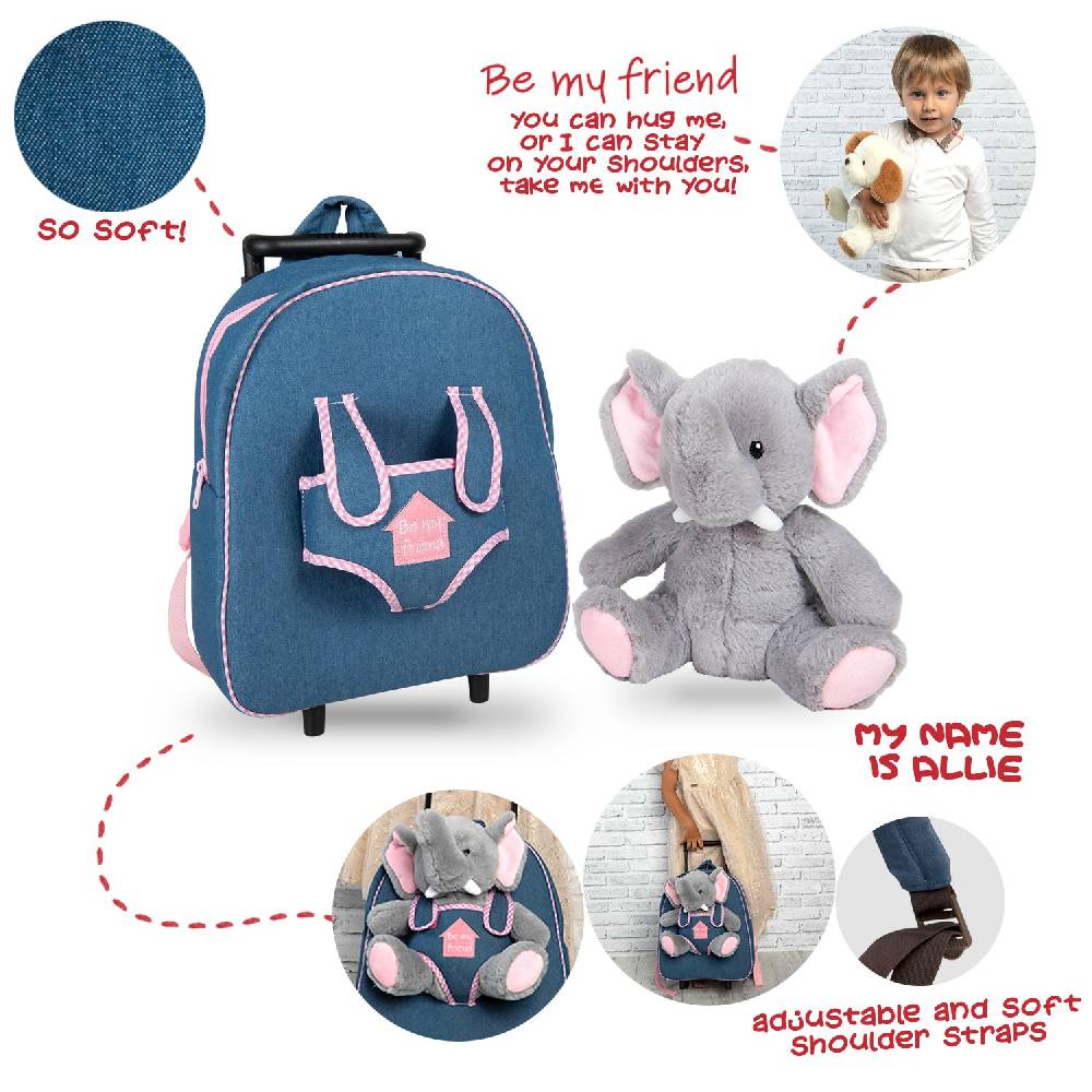 Perletti Trolley in Denim con Peluche Solo un giorno rimasto