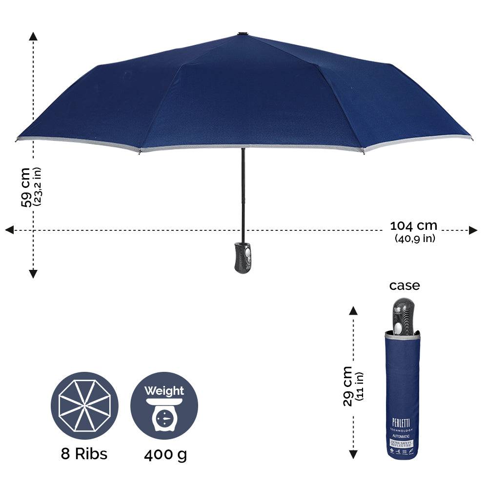 Perletti Ombrello Blu Bordo Catarifrangente Automatico Outlet