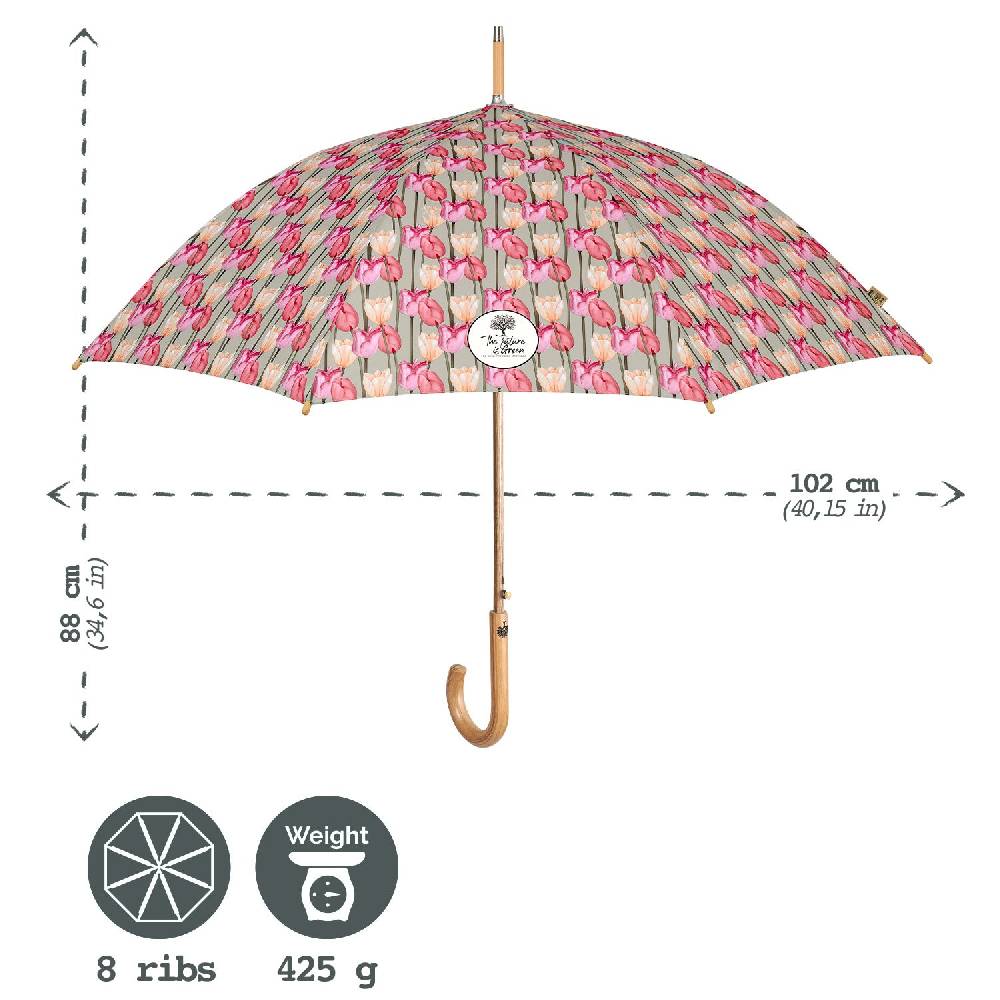 Perletti Ombrello Green Lungo Tulipani Rosa Vendita calda