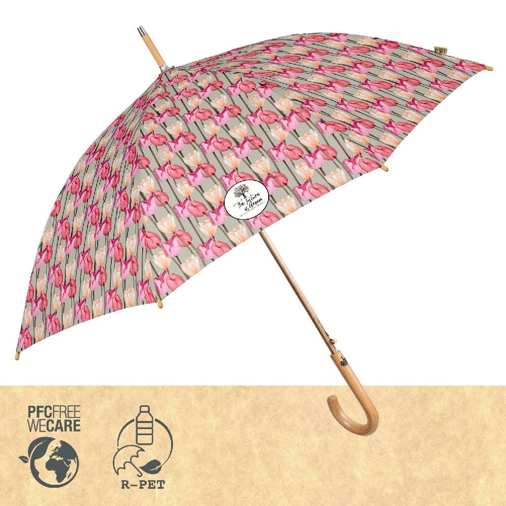 Perletti Ombrello Green Lungo Tulipani Rosa Vendita calda