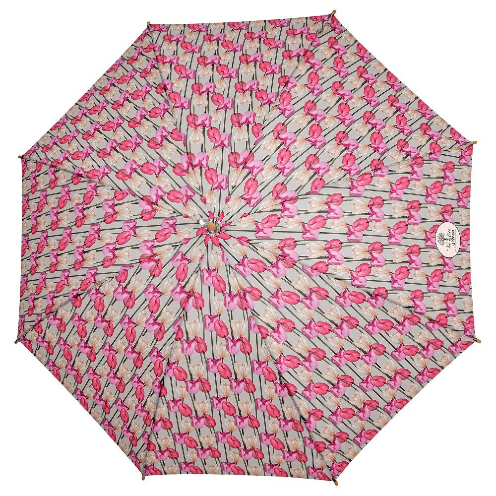 Perletti Ombrello Green Lungo Tulipani Rosa Vendita calda